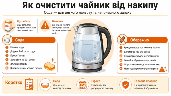 Чищення чайника содою